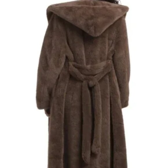 Rebecca Minkoff faux fur wrap coat w hood - NEW W TAGS - sz Small - brown - Picture 8 of 14